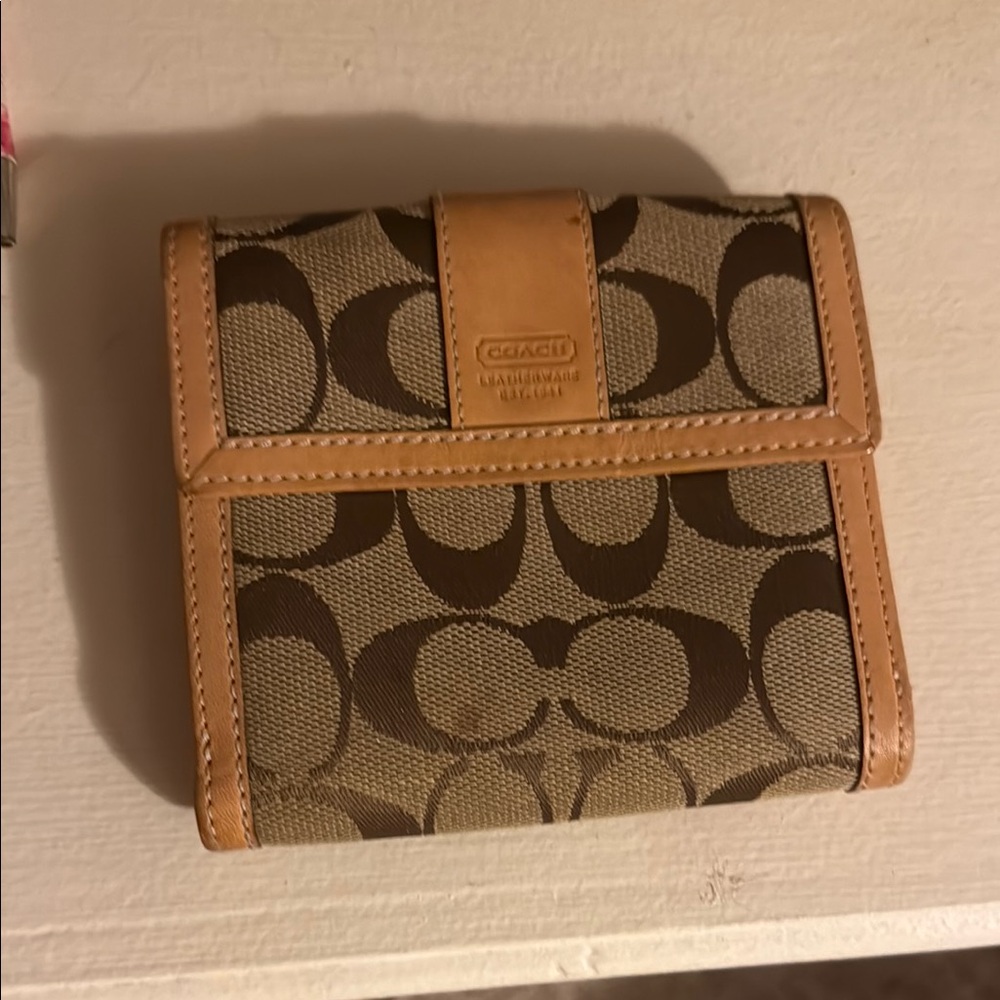 Coach Signature Brown and Tan Wallet